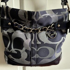 Blue & Silver Coach Monogram Print handbag